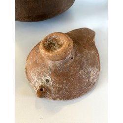 ANTICA OLLA TERRACOTTA VASO BIANSATO con COPERCHIO BERBERO OTTOMANO XIX sec