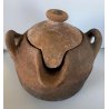 ANTICA OLLA TERRACOTTA VASO BIANSATO con COPERCHIO BERBERO OTTOMANO XIX sec