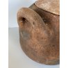 ANTICA OLLA TERRACOTTA VASO BIANSATO con COPERCHIO BERBERO OTTOMANO XIX sec