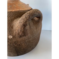 ANTICA OLLA TERRACOTTA VASO BIANSATO con COPERCHIO BERBERO OTTOMANO XIX sec