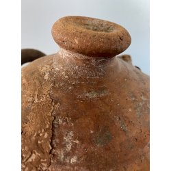 ANTICA OLLA TERRACOTTA VASO BIANSATO con COPERCHIO BERBERO OTTOMANO XIX sec
