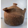 ANTICA OLLA TERRACOTTA VASO BIANSATO con COPERCHIO BERBERO OTTOMANO XIX sec