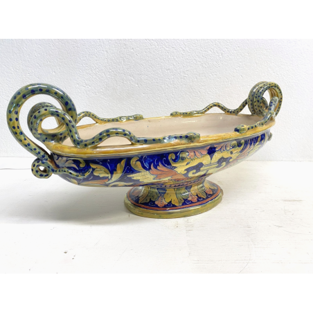 ANTICO VASO CENTROTAVOLA JARDINIERE Gualdo Tadino CERAMICA MAIOLICA LUSTRO '30