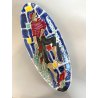 PIATTO OVALE da PARETE Stile Elio Schiavon CERAMICA SMALTATA DECORO PESCATORE
