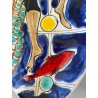 PIATTO OVALE da PARETE Stile Elio Schiavon CERAMICA SMALTATA DECORO PESCATORE