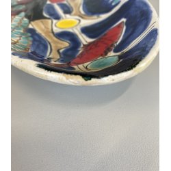 PIATTO OVALE da PARETE Stile Elio Schiavon CERAMICA SMALTATA DECORO PESCATORE