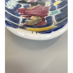 PIATTO OVALE da PARETE Stile Elio Schiavon CERAMICA SMALTATA DECORO PESCATORE