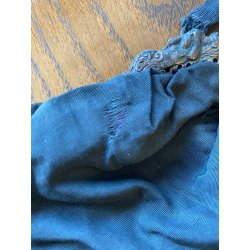 BORSETTA BORSA POCHETTE VITTORIANA SETA NERA E VIOLA CHIUSURA METALLO INTARSIATO