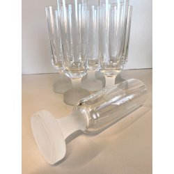 SET 6 BICCHIERI FLUTE CHAMPAGNE CRISTALLO VINTAGE BASE SATINATA FROSTED ANNI '70