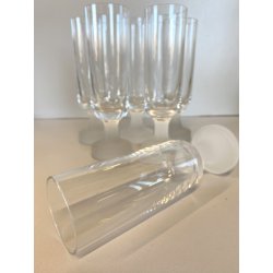 SET 6 BICCHIERI FLUTE CHAMPAGNE CRISTALLO VINTAGE BASE SATINATA FROSTED ANNI '70