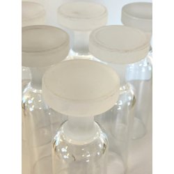 SET 6 BICCHIERI FLUTE CHAMPAGNE CRISTALLO VINTAGE BASE SATINATA FROSTED ANNI '70