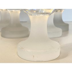 SET 6 BICCHIERI FLUTE CHAMPAGNE CRISTALLO VINTAGE BASE SATINATA FROSTED ANNI '70