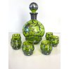 ANTICO SET LIQUORE ROSOLIO DECANTER 6 PERS. VETRO MURANO DECORO SILVER OVERLAY