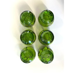 ANTICO SET LIQUORE ROSOLIO DECANTER 6 PERS. VETRO MURANO DECORO SILVER OVERLAY