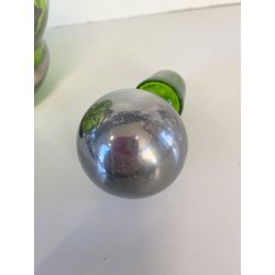 ANTICO SET LIQUORE ROSOLIO DECANTER 6 PERS. VETRO MURANO DECORO SILVER OVERLAY