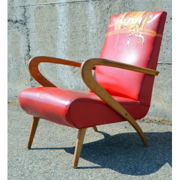 ANTICA POLTRONA 1950 SEDIA IMBOTTITA SKY DESIGN GUGLIELMO ULRICH SALA CHAIR OLD