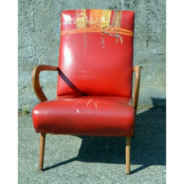 ANTICA POLTRONA 1950 SEDIA IMBOTTITA SKY DESIGN GUGLIELMO ULRICH SALA CHAIR OLD