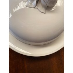 GRANDE CENTROTAVOLA COPERCHIO CERAMICA Bassano SMALTO BIANCO DECORO FRUTTA ø48cm