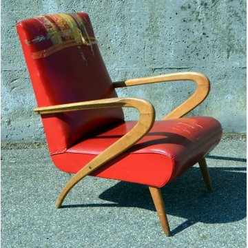 ANTICA POLTRONA 1950 SEDIA IMBOTTITA SKY DESIGN GUGLIELMO ULRICH SALA CHAIR OLD