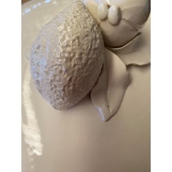 GRANDE CENTROTAVOLA COPERCHIO CERAMICA Bassano SMALTO BIANCO DECORO FRUTTA ø48cm