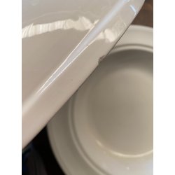 GRANDE CENTROTAVOLA COPERCHIO CERAMICA Bassano SMALTO BIANCO DECORO FRUTTA ø48cm