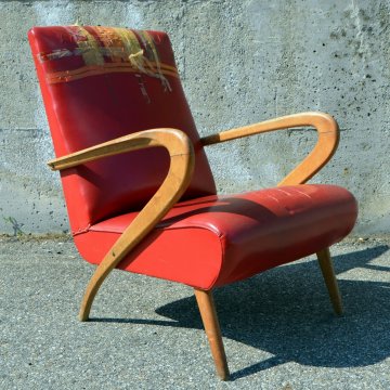ANTICA POLTRONA 1950 SEDIA IMBOTTITA SKY DESIGN GUGLIELMO ULRICH SALA CHAIR OLD