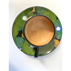 ANTICO SERVIZIO Te CAFFè 6 Pers. ART DECO' CERAMICHE Ribassanelli ROMA VERDE '30