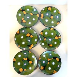 ANTICO SERVIZIO Te CAFFè 6 Pers. ART DECO' CERAMICHE Ribassanelli ROMA VERDE '30