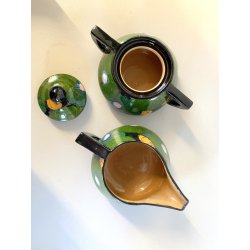 ANTICO SERVIZIO Te CAFFè 6 Pers. ART DECO' CERAMICHE Ribassanelli ROMA VERDE '30