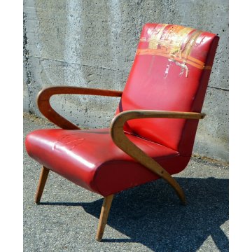 ANTICA POLTRONA 1950 SEDIA IMBOTTITA SKY DESIGN GUGLIELMO ULRICH SALA CHAIR OLD