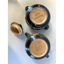 ANTICO SERVIZIO Te CAFFè 6 Pers. ART DECO' CERAMICHE Ribassanelli ROMA VERDE '30