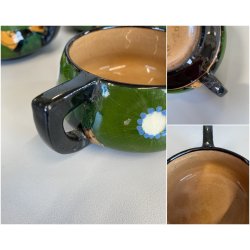 ANTICO SERVIZIO Te CAFFè 6 Pers. ART DECO' CERAMICHE Ribassanelli ROMA VERDE '30