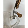 ANTICO BOCCALE BIRRA Jug Hunting VETRO con COPERCHIO METALLO DECORO INCISO 1886