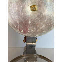 ANTICO BOCCALE BIRRA Jug Hunting VETRO con COPERCHIO METALLO DECORO INCISO 1886