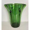 GRANDE VASO VERDE di EMPOLI anni 50 TRONCO-CONICO VETRO SOFFIATO GOCCE Murano