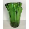 GRANDE VASO VERDE di EMPOLI anni 50 TRONCO-CONICO VETRO SOFFIATO GOCCE Murano