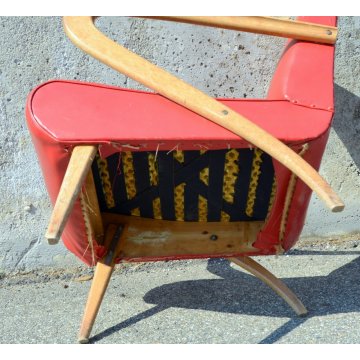 ANTICA POLTRONA 1950 SEDIA IMBOTTITA SKY DESIGN GUGLIELMO ULRICH SALA CHAIR OLD