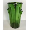 GRANDE VASO VERDE di EMPOLI anni 50 TRONCO-CONICO VETRO SOFFIATO GOCCE Murano