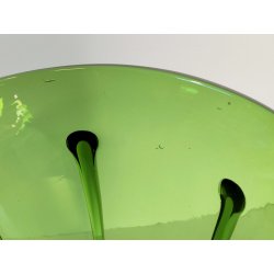 GRANDE VASO VERDE di EMPOLI anni 50 TRONCO-CONICO VETRO SOFFIATO GOCCE Murano