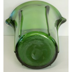 GRANDE VASO VERDE di EMPOLI anni 50 TRONCO-CONICO VETRO SOFFIATO GOCCE Murano