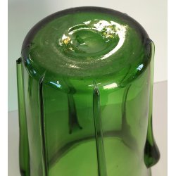 GRANDE VASO VERDE di EMPOLI anni 50 TRONCO-CONICO VETRO SOFFIATO GOCCE Murano