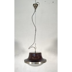 LAMPADARIO SOSPENSIONE DESIGN Sergio Mazza Tau VETRO ACCIAIO CROMATO ANNI 60