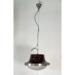 LAMPADARIO SOSPENSIONE DESIGN Sergio Mazza Tau VETRO ACCIAIO CROMATO ANNI 60