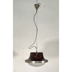 LAMPADARIO SOSPENSIONE DESIGN Sergio Mazza Tau VETRO ACCIAIO CROMATO ANNI 60