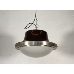 LAMPADARIO SOSPENSIONE DESIGN Sergio Mazza Tau VETRO ACCIAIO CROMATO ANNI 60