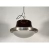 LAMPADARIO SOSPENSIONE DESIGN Sergio Mazza Tau VETRO ACCIAIO CROMATO ANNI 60