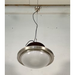 LAMPADARIO SOSPENSIONE DESIGN Sergio Mazza Tau VETRO ACCIAIO CROMATO ANNI 60