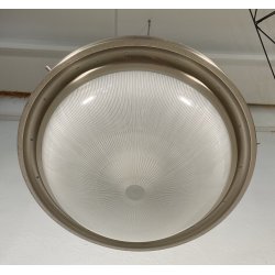 LAMPADARIO SOSPENSIONE DESIGN Sergio Mazza Tau VETRO ACCIAIO CROMATO ANNI 60