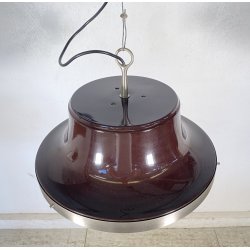 LAMPADARIO SOSPENSIONE DESIGN Sergio Mazza Tau VETRO ACCIAIO CROMATO ANNI 60