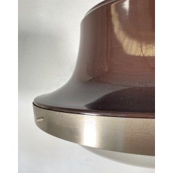 LAMPADARIO SOSPENSIONE DESIGN Sergio Mazza Tau VETRO ACCIAIO CROMATO ANNI 60